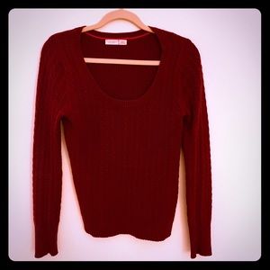 Maroon Cable Knit Sweater